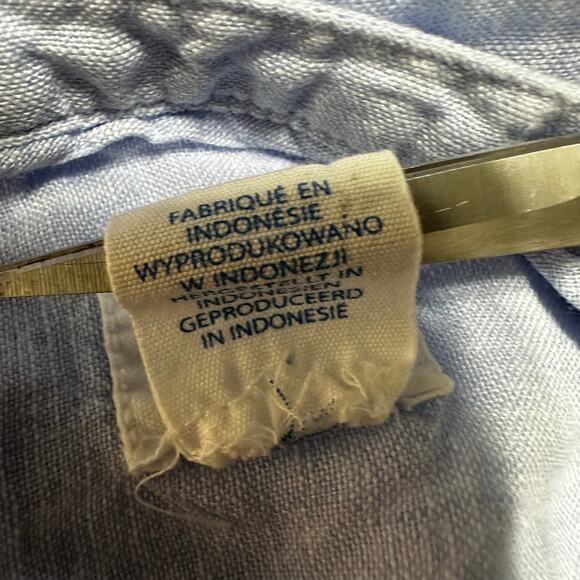 Sigrid Olsen 100% Linen Button Up Tunic Top Size 1X Blue Lagenlook Roll Tab - Picture 4 of 5